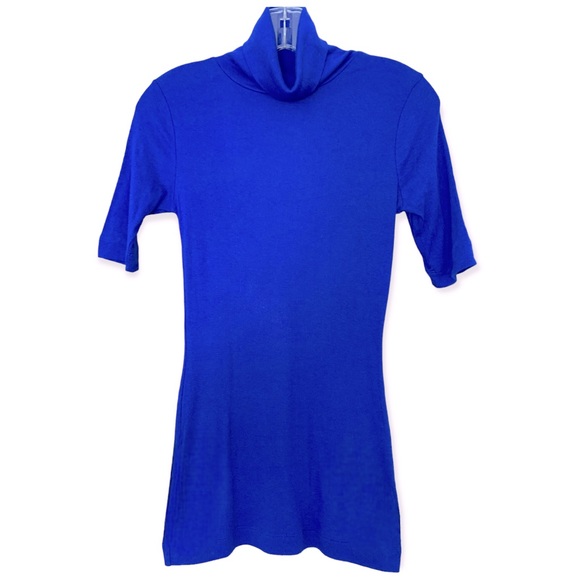 Mossimo | Modal Cotton Short Sleeve Rib Turtleneck Top Royal Blue Size XS - Picture 12 of 12
